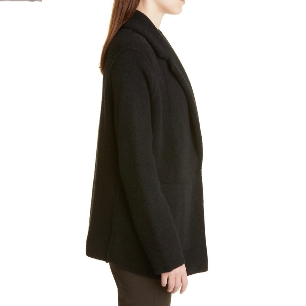 VINCE Oversized Sweater Knit Blazer Merino Wool Alpaca Black Open Front Large - Picture 3 of 16
